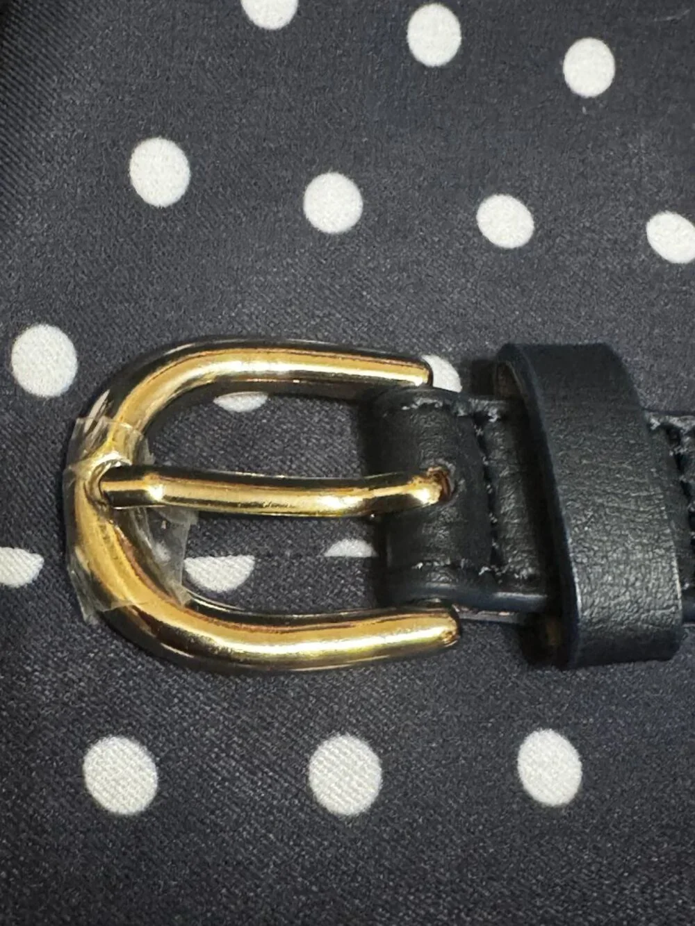 Talbots Scarf Belt, Navy Polka Dot, Harness Buckle, Small